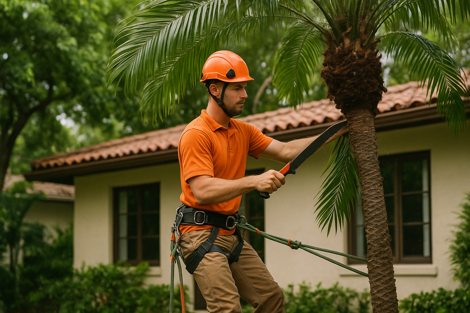 Editorial illustration depicting palm tree root rot signs florida wet season